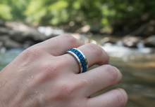 Load image into Gallery viewer, Blue Chain Spinner Ring Unisex Cuban Link Wedding Band Stainless Steel SR136