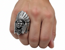 Load image into Gallery viewer, Big Indian Head Ring Men's Stainless Steel SR137