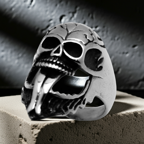 Long Tongue Skull Ring Biker Stainless Steel Ring SR13