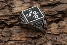 Load image into Gallery viewer, "3%" Signet Ring Men's Biker Stainless Steel SR140