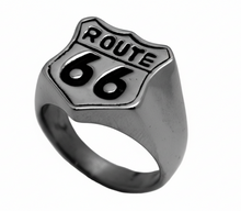 Load image into Gallery viewer, "Route 66" Signet Ring Unisex Biker Stainless Steel SR142