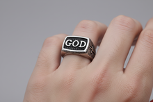 Load image into Gallery viewer, "GOD" Signet Ring Men's Religious Stainless Steel Ring SR144