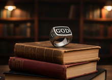 Load image into Gallery viewer, "GOD" Signet Ring Men's Religious Stainless Steel Ring SR144