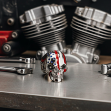 Load image into Gallery viewer, American Flag Skull Ring Enameled Men's Stainless Steel Ring SR146