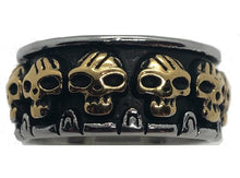 Load image into Gallery viewer, Inlaid Skulls Ring Two-Tone Men's Stainless-Steel Ring SR147