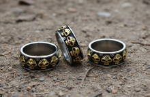 Load image into Gallery viewer, Inlaid Skulls Ring Two-Tone Men's Stainless-Steel Ring SR147