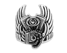 Load image into Gallery viewer, Motorcycle Engine with Wings Ring Men's Biker Stainless Steel Ring SR149
