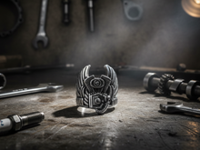 Load image into Gallery viewer, Motorcycle Engine with Wings Ring Men's Biker Stainless Steel Ring SR149