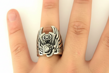 Load image into Gallery viewer, Motorcycle Engine with Wings Ring Men's Biker Stainless Steel Ring SR149