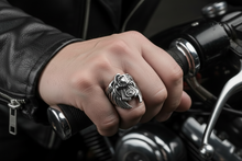 Load image into Gallery viewer, Motorcycle Engine with Wings Ring Men's Biker Stainless Steel Ring SR149