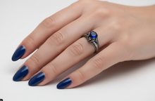 Load image into Gallery viewer, Solitaire Blue Stone Ring<br>Lady Biker Stainless Steel Ring SR152