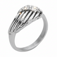 Single Angel Wing Ring with Bling Lady Biker Stainless Steel SR156