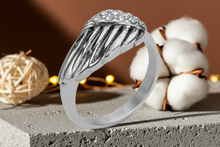 Load image into Gallery viewer, Single Angel Wing Ring with Bling Lady Biker Stainless Steel SR156