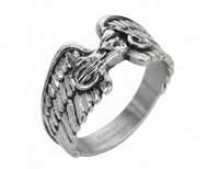 Small Motorcycle Wings Ring Lady Biker Unisex Stainless Steel SR157