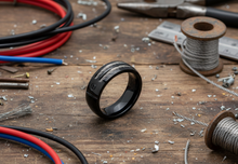 Load image into Gallery viewer, Black Double Cable Ring Unisex Comfort Fit Wedding Band Stainless Steel SR159