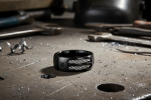 Load image into Gallery viewer, Black Double Cable Ring Unisex Comfort Fit Wedding Band Stainless Steel SR159