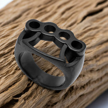 Load image into Gallery viewer, Black Brass Knuckles Ring Men's Stainless-Steel Ring SR161