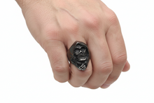 Load image into Gallery viewer, Black &amp; Silver Grim Reaper Ring Men's Two-Tone<BR>Stainless Steel Ring SR162
