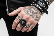 Load image into Gallery viewer, Black &amp; Silver Grim Reaper Ring Men's Two-Tone<BR>Stainless Steel Ring SR162