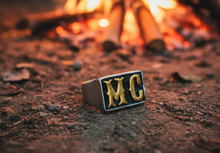Load image into Gallery viewer, "MC" Signet Ring Gold Edition Biker Motorcycle Club Men's Stainless Steel SR163