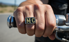 Load image into Gallery viewer, "MC" Signet Ring Gold Edition Biker Motorcycle Club Men's Stainless Steel SR163