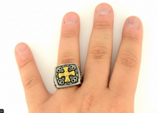 Load image into Gallery viewer, Greek Cross Ring Gold Edition Men's Two Tone Stainless Steel SR164