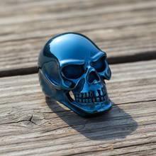 Load image into Gallery viewer, Big Blue Stainless Steel Skull Ring SR165