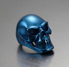 Load image into Gallery viewer, Big Blue Skull Ring Men's<BR>Biker Stainless Steel SR165