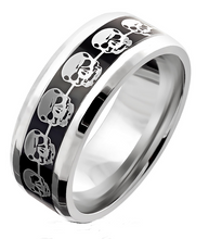 Load image into Gallery viewer, 8mm Comfort Fit Skull Wedding Band Ring