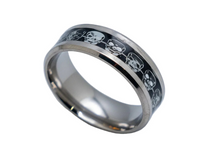 Load image into Gallery viewer, Repeating Skulls Ring Men's Comfort Fit Biker Wedding Band SR171