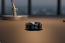 Load image into Gallery viewer, Repeating Skulls Ring Men's Comfort Fit Biker Wedding Band SR171
