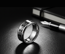 Load image into Gallery viewer, Repeating Skulls Ring Men's Comfort Fit Biker Wedding Band SR171