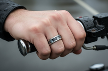 Load image into Gallery viewer, Repeating Skulls Ring Men's Comfort Fit Biker Wedding Band SR171