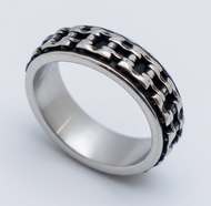 Bike Chain Ring Men's<BR>Biker Wedding Band Stainless Steel SR175