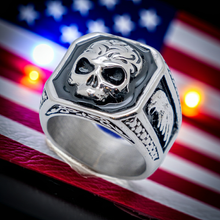 Load image into Gallery viewer, Men&#39;s Stainless Steel Square Skull Ring with Eagle