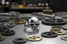 Load image into Gallery viewer, Vampire Skull Ring with Fangs Punisher Stainless Steel Biker Ring SR181