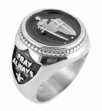 Load image into Gallery viewer, Armor of God Signet Ring Men's Two-Tone Round Top Stainless Steel Ring SR183