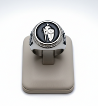 Load image into Gallery viewer, Armor of God Signet Ring Men's Two-Tone Round Top Stainless Steel Ring SR183