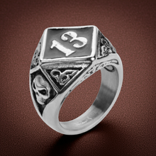 Load image into Gallery viewer, Heavy Metal Jewelry Men&#39;s Number 13 / Skull Heavy Duty Ring Stainless Steel