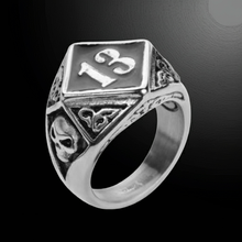 Load image into Gallery viewer, Heavy Metal Jewelry Men&#39;s Number 13 / Skull Heavy Duty Ring Stainless Steel