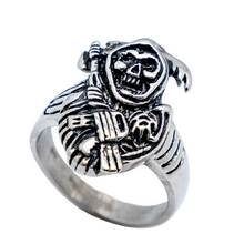 Load image into Gallery viewer, Heavy Metal Jewelry Men's Grim Reaper Skull Stainless Steel Ring SR186
