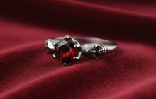 Load image into Gallery viewer, Red Solitaire Skull Ring Ladies Stainless Steel SR188