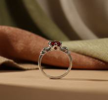 Load image into Gallery viewer, Red Solitaire Skull Ring Ladies Stainless Steel SR188