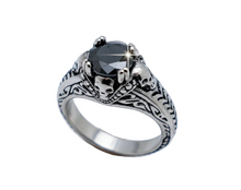 Load image into Gallery viewer, Black Solitaire Skull Ring Lady Biker Stainless Steel SR189