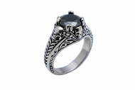 Black Solitaire Skull Ring Lady Biker Stainless Steel SR189