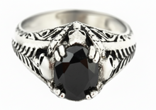 Load image into Gallery viewer, Black Solitaire Skull Ring Lady Biker Stainless Steel SR189