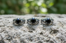 Load image into Gallery viewer, Black Solitaire Skull Ring Lady Biker Stainless Steel SR189