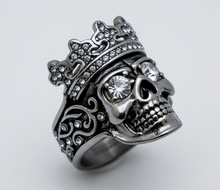 Load image into Gallery viewer, King Skull Ring Men's Clear CZ Bling Stainless Steel Ring SR192