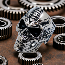 Load image into Gallery viewer, Heavy Metal Jewelry Men&#39;s Bio-Mechanical Skull Stainless Steel Ring SR193