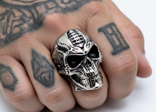 Load image into Gallery viewer, Bio-Mechanical Skull Ring Men's Biker Stainless Steel Ring SR193